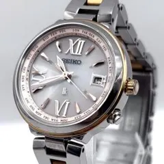 稼働品 セイコー ルキア 電波ソーラー デイト コンビ ラウンド レディース