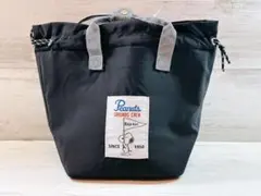 スヌーピー PEANUTS 巾着 保冷保温 ランチバッグ 新品　ブラック