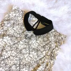 ZARA WOMAN ノースリーブ レースブラウス 丸襟付き XS