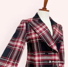 vintageヴィンテージテーラードジャケットチェック柄昭和レトロ日本古着70s