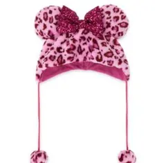ミッキー風ヒョウ柄帽子 ピンク