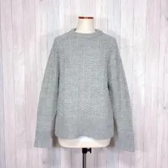 【H&M】長袖ニット セーター クルーネック グレー シンプルカジュアル 無地
