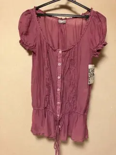 ZARA ピンク フリル付き 半袖シャツのサムネイル