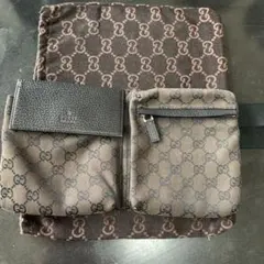 GUCCI グッチ GG柄 ボディーバッグ ウエストポーチ　ブラック 黒