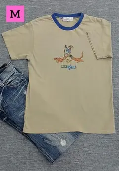 LEFT ALONE レフトアローン リンガーTシャツ M 　犬刺繍