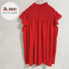 ZARAザラ　シャーリングブラウス　プルオーバー　フリルネック　フリル袖　レッド