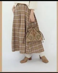 しまむら terawear emu イエローチェック フレアスカート