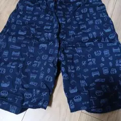 UNIQLO ネイビー イラスト柄 ハーフパンツ 140