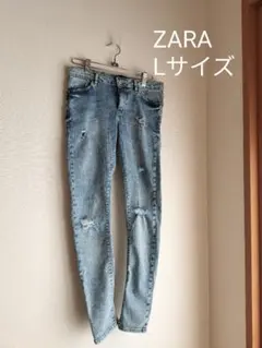 ZARA ザラ スキニージーンズ ダメージジーンズ ライトブルー Lサイズ