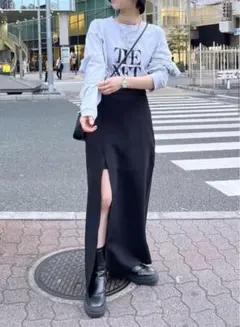 mystic ミスティック　ロングスカパン　レイヤードスリットタイトスカート