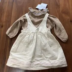 ベージュ コーデュロイ ジャンパースカート