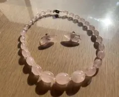ローズクォーツ　ネックレス&イヤリングセット