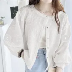 美品 Classical Elf 前後2way ジャガードブラウス M ぽわん袖のサムネイル