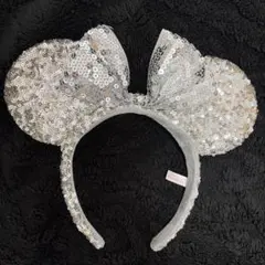 シルバー ミニーマウス耳カチューシャ