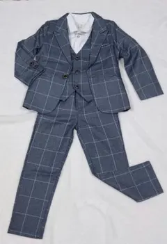 子ども　サイズ100cm フォーマルジャケットスーツ3点 110cm長袖シャツ