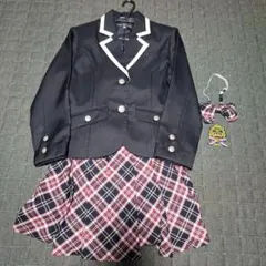 MBフォーマルスーツ 160 黒 チェック柄 卒業式 入学式