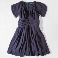 ナノユニバース ワンピース ネイビー ドット柄 フレアスカート