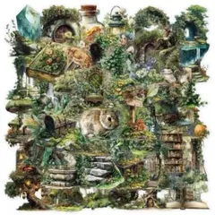 【V39】シール 50枚 PET ステッカー 自然 植物 風景 コラージュ素材