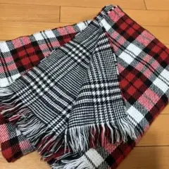 ストール タータンチェック 千鳥格子風 マフラー大判 リバーシブル USED