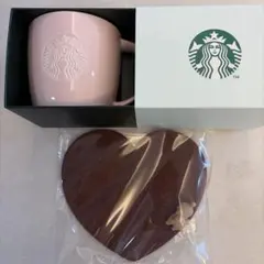 バレンタイン　2026 Starbucks ピンクマグとコースター
