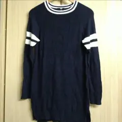 ユニクロ　セーター　ネイビー　ライン　M