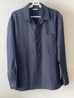 GUメンズ　オープンカラーシャツ【長袖】黒