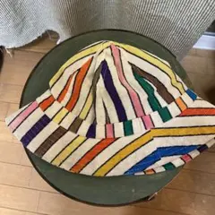 カラフルストライプ バケットハット　70s ビンテージ　mサイズ