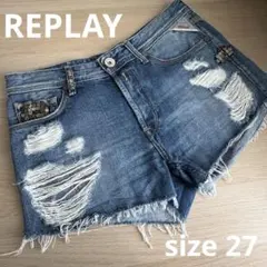 REPLAY リプレイ ダメージデニムショートパンツ 27