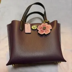 ✨美品✨コーチ ハンドバッグ フラワーチャーム 2way レザー ダーク 