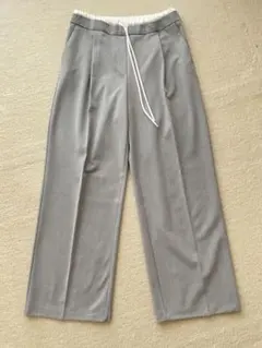 ZARA WIDE-LEGパンツ ダブルウエストバンド グレー　Mサイズ