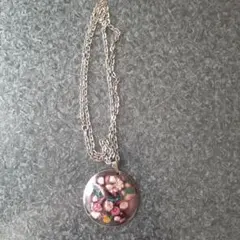 七宝焼　花柄ペンダントネックレス