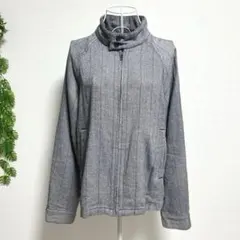 グローバルワーク・L 長袖ジャケット ジャンパー グレー ヘリンボーン柄