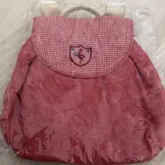 新品未使用 Familiar フラミンゴ 赤チェック柄リュック