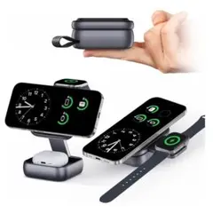 3in1 超ミニ MagSafe対応ワイヤレス充電器 Apple専用 急速
