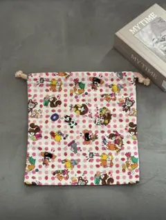 可愛いレトロ生地の巾着袋