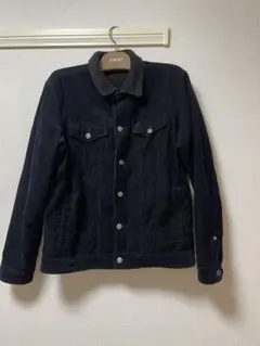 ブラック コーデュロイ ボア襟ジャケット