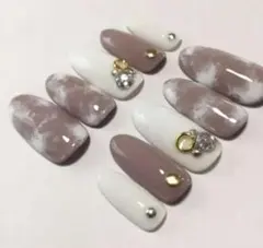 グレージュ マーブル ネイルチップ