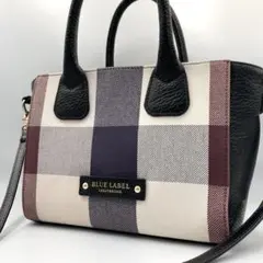 ブルーレーベルクレストブリッジ　2way ハンドバッグ　レザー×キャンバス　黒
