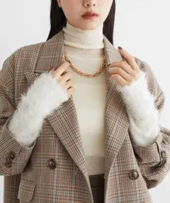 VIS 袖フェザーシアータートルニット キナリ