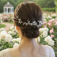 ★新品★ヘッドドレス♡シルバー♡ヘアピン付き♡入園 入学 ウエディング 成人式