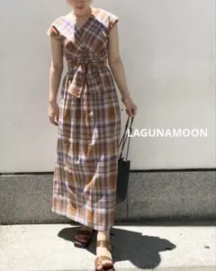 LAGUNAMOON◆ウエストリボンナローマキシワンピース◆ブラウン系◆S