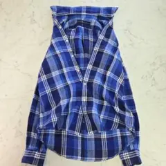 ラルフローレン 麻 リネン チェック柄　長袖シャツ ネイビ 青 レディースL相当