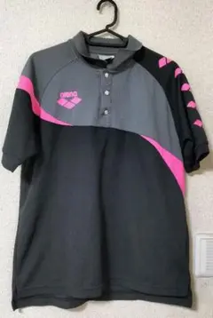 arena ポロシャツ L グレー/ピンク