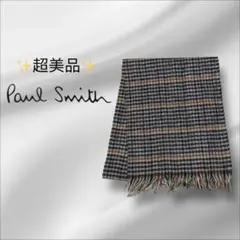 【超美品】ポールスミス マフラー カシミヤ チェック マルチカラー シグネチャー