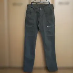 プラステ、カーキ色 ワークパンツ スリムフィット