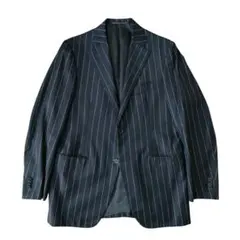 ザスーツカンパニー カノニコ生地 ストライプ テーラードジャケット 紺色