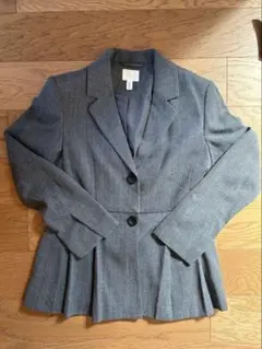 h&m グレー テーラードジャケット プリーツデザイン