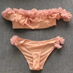 フリル　オフショルダー　水着 ビキニ 花柄