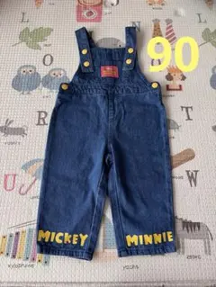 90cm デニム オーバーオール ミッキー ミニー