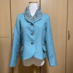 machiko jinto ロングコート サイズ36 青 - メルカリ